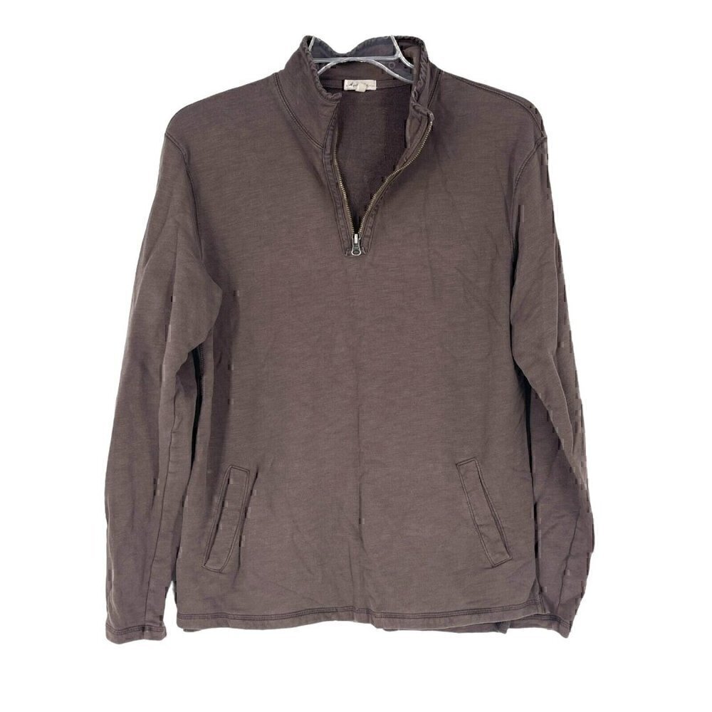 MOD-O-DOC mens Brown 1/4 Zip Pullover Sweatshirt with pockets Medium